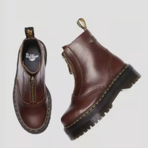 DR. MARTENS JETTA ZIPPED SENDAL LEATHER PLATFORM BOOTS in Dark Brown MSRP$250 - Picture 11 of 16